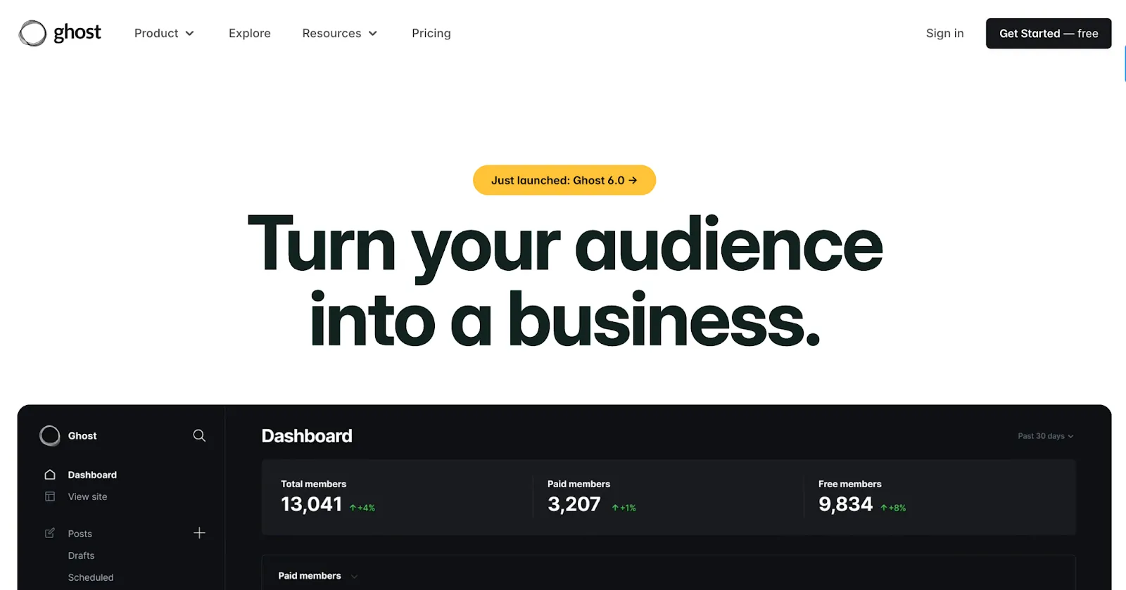 Ghost homepage highlighting software