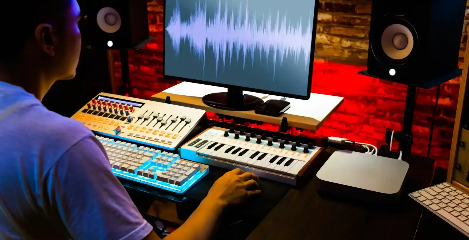 Music producer making beats